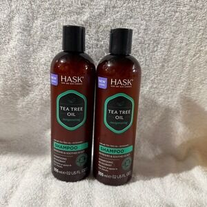 Hask Tea Tree Oil Invigorating Shampoo 12oz Lot of 2 Refreshing Scalp Care Vegan